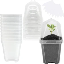 Ebaokuup 10PCS Clear Plant Nursery Pots with Humidity Dome - 3" Plastic Gardenin