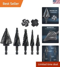Juego de brocas escalonadas 5 piezas brocas de flauta de madera de plástico de metal HSS recubiertas de titanio
