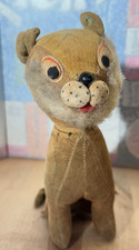 Vintage 1940s-50s Plush Velvet Stuffed Dog, 6.5" Made in Japan