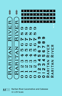 K4 G 1:29 Scale Decals Raritan River Diesel Locomotive & Caboose Black