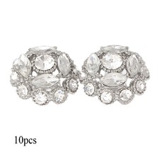10Pcs Boutons En Cristal Strass Luxe Argent Accessoires De Couture 2Cm