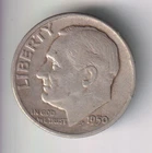 1950-P ROOSEVELT DIME 10¢ PHILADELPHIA 90% SILVER COIN UNITED STATES OF AMERICA