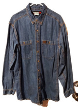 Men s Wrangler Riggs Workwear Logger Twill Long Sleeve Work Shirt XLT Like New