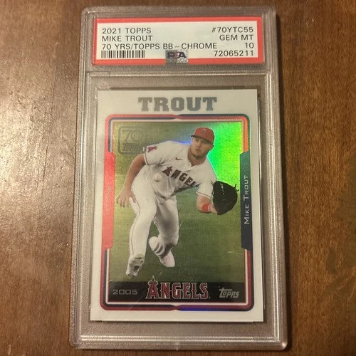 2021 Topps 70 Years of Topps BB-Chrome #70YT-55 Mike Trout PSA 10