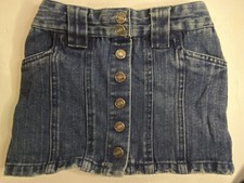 Vintage short denim skirt with buttons girls size 5 Route 66 back pockets