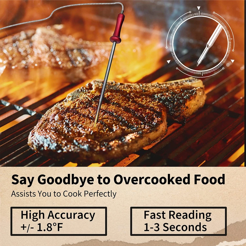 Wireless Meat Thermometer for Cooking, Digital Meat Thermometer with 4 Probes... Wireless Meat Thermometer for Cooking, Digital Meat Thermometer with 4 Probes...
