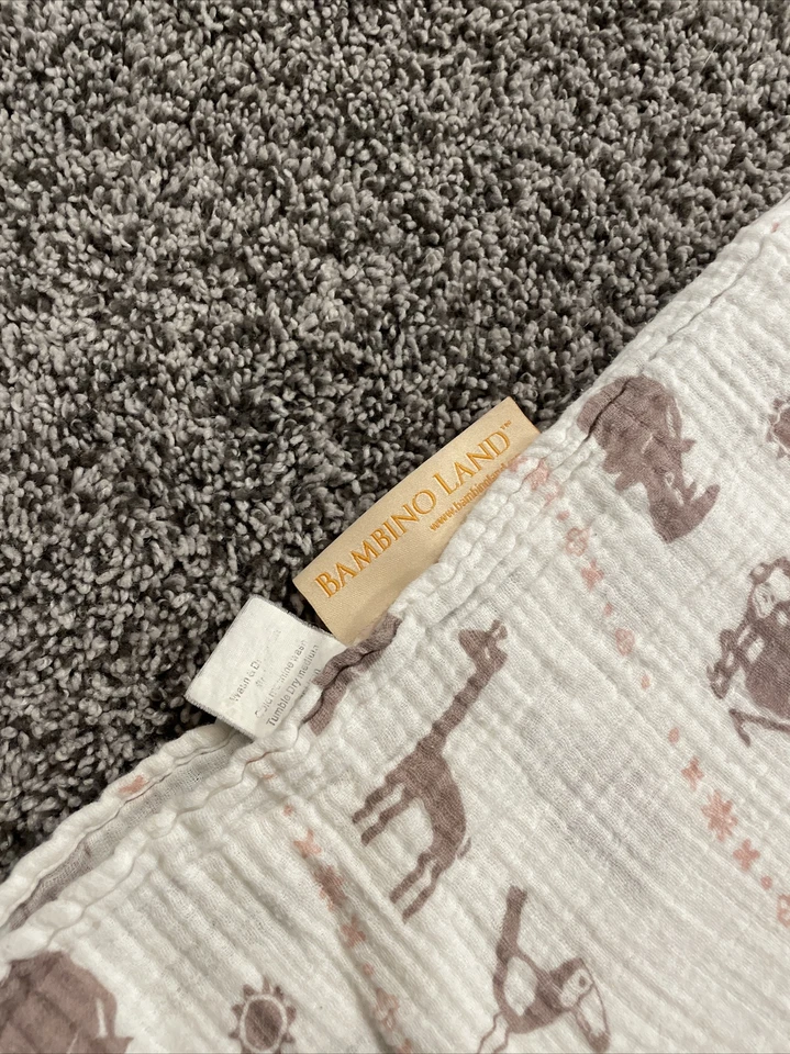 Bambino Land Animales de la Selva Muselina Algodón Orgánico Manta Ligera para Envolvar Foto 2 de 3
