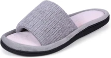 ROXONI Women's Soft Open Toe Slide Slippers, Indoor Outdoor Rubber Sole
