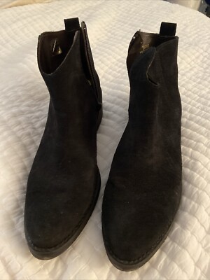 Marroqui Sanchez Black Suede Ankle Boots Women Sz 9 Zip Made In Spain