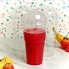 60-Pack of 16oz Clear BioWare Plastic Smoothie and Slush Cups with Lids