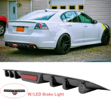 Carbon Fiber Rear Bumper Diffuser Lip w/LED Tail Brake Light For Pontiac G8 G6