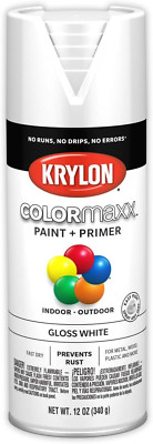 12 Oz Krylon K05545007 White Colormaxx Paint & Primer Spray Paint, Gloss