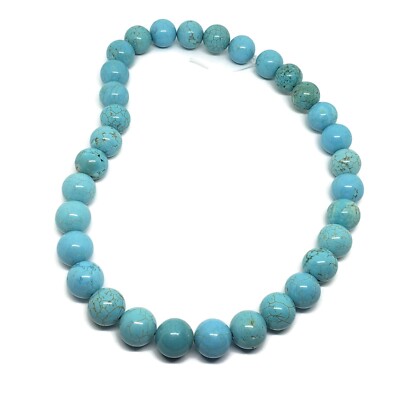 Light Blue Round Stone Strung Beads 32ct Crackle Craft Beading Supply Sphere
