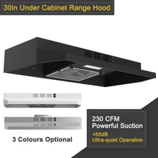 24/30/36 inch Under Cabinet Range Hood Stainless Steel 280CFM Stove Vent w/LED