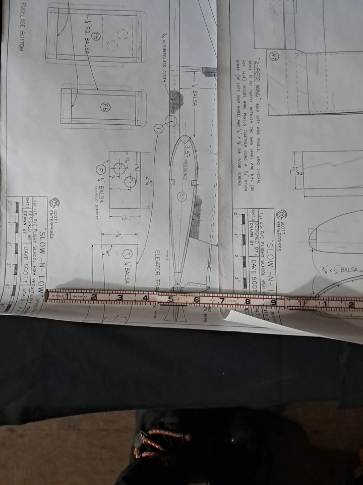Model Airplane Large Printed Plan RC Scale Plane Drawing Slow N Low P30 - Image 4 of 4