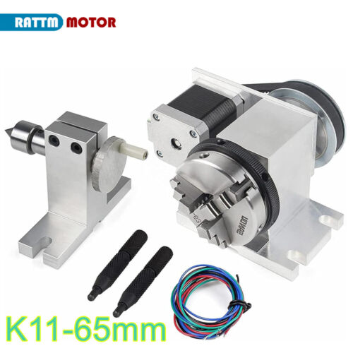 CNC Router 4th Axis Dividing head Rotary A axis + 3 / 4 Jaws Chuck k11 12 65mm - Picture 9 of 10
