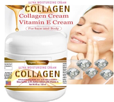 Collagen Elastin Cream Antioxidant Vitamin E , A & Shea Butter -  4oz free shipp
