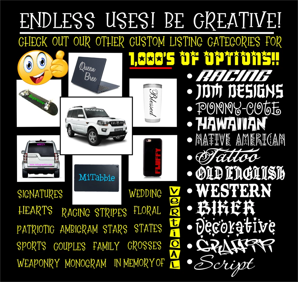 x2 Calcomanías de Vinilo Personalizadas DIVERTIDAS LINDAS Adhesivas Coche Camión Ventana Parabrisas Bonito Texto Foto 2 de 4