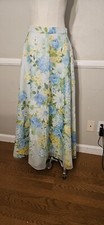 Vintage 1970s Blue Toned Floral Maxi Skirt As Pictured