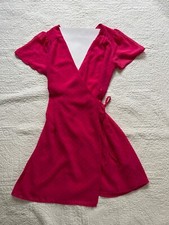 EUC Forever21 Swiss Dot Pink Wrap Dress 