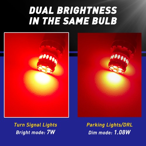 2/4/6X 7443 7444 Red LED Bulb Brake Tail Stop Parking Light 7440 T20 Bright Lamp - Picture 8 of 25