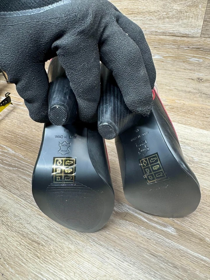 N.Y.L.A. Zapato de salón Zahara negro/rojo con tirantes para mujer talla 8,5 Foto 4 de 4