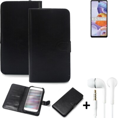 Schutz Hülle für LG Electronics Stylo 6 + earphones Wallet Case + Bumper schwa
