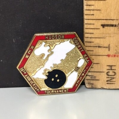 35th Anniversary Hudson County NJ WBA Bowling Cloisonné Enamel Pin No Back