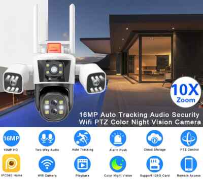 16MP Sicherheit Schutz Kamera WiFi 10X Zoom CCTV Videoüberwachung Auto Track