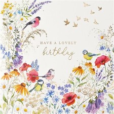 Floral Birthday Card Flowers Garden Birds Female Mum Nan Daughter Aunt Friend