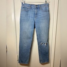 J. Crew High Rise 90s Classic Straight Distressed Blue Jeans in Rouses Wash 27