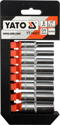 Steckschlüsselsatz Set 8tlg 1/4 Zoll 5,5 - 13mm Nüsse Nuss Sechskant lang tief
