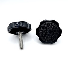 1/4"-20 x 1" Thumb Screw Bolts Full Thread Black Round Clamping Hex Knob 4 Pack