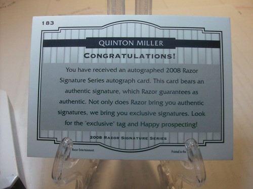 2008 Razor Signature Series Baseball #183 Quinton Miller AU, 1314/1499 (94491) - 第 2/2 張圖片
