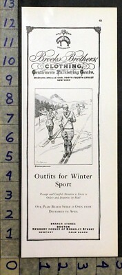 1931 SPORTING MEN SKIING WINTER BROOKS BROTHER FASHION FRED PEGRAM ART