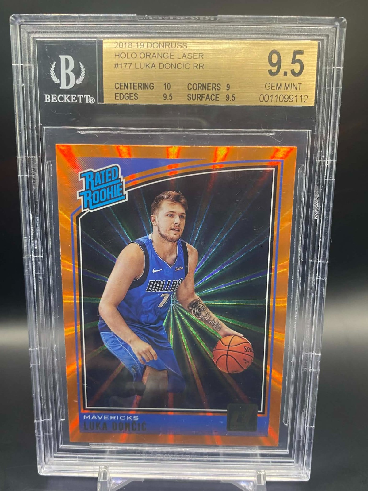 LUKA DONCIC RC 2018-19 Donruss Orange Laser Lazer Holo #177 Rookie BGS 9.5