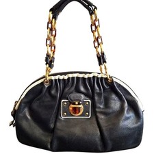 Vintage MARC JACOBS Black/Ivory Capra Convertible Lou Shoulder Satchel Bag