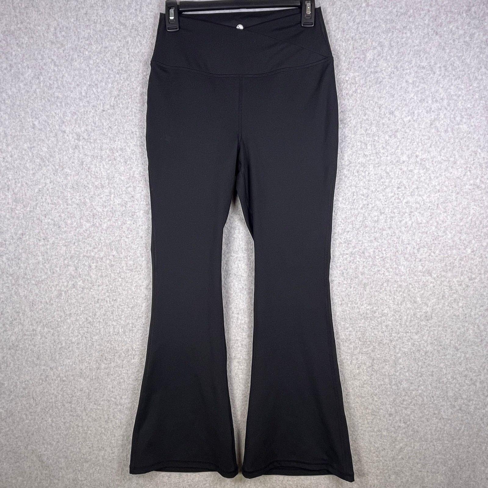 Yogalicious Lux L Madison Crossover 7/8 Flare Leggings Black High Rise Yoga