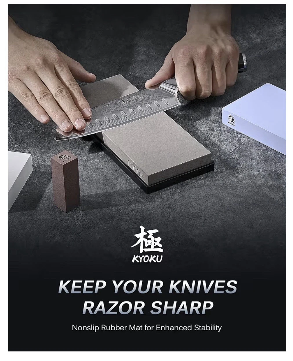 KYOKU Sharpening Stone Whetstone Kit, Knife Sharpening Set Japanese Whetstone