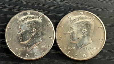 2002 P-D Kennedy Half Dollar 50c CLAD AU Coins (2) - ME5245