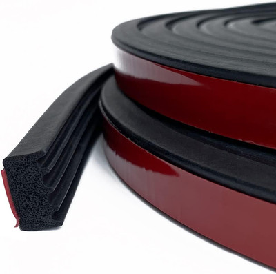 Ribbed Foam Rubber Seal with Tape, Self-Adhesive EPDM Foam Rubber Weather Stripp