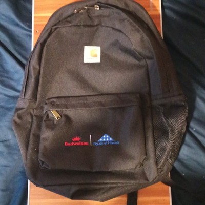 Budweiser Carhartt Black Backpack Folds of Honor Rain Defender Canvas Promo Mint