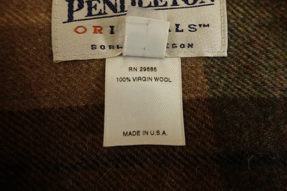 Pendleton Heritage Womens Large Brown Plaid Virgin Wool Button Front Jacket Vtg - Image 3 of 4