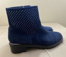 Steven Blue Silver Studded Suede Leather Boots  9.5 Wide Nice!