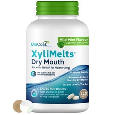 OraCoat XyliMelts Mild Mint 110 Discs for Dry Mouth, Night-Time Relief, Xylitol