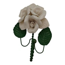 Rose Wall Mount Hanging Hat Key Hook Shabby Chic Whimsical Decor