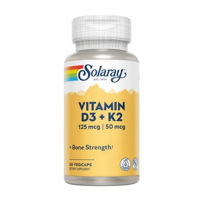 Solaray, Vitamin D3 Plus K2, 60 Caps
