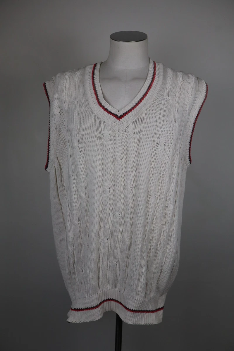 Pull Tennis Sergio Tacchini Sans Manches Col V - Blanc, Taille M, Occasion Bon état