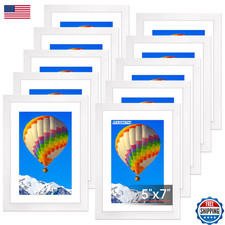 FIXSMITH 5x7 Picture Frame Set of 10, White Photo Frames Bulk w/ HD Plexiglass