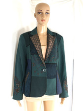 Coldwater Creek Metallic Embellished Jacquard Blazer Jacket Women's Size 12 NEW